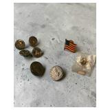 Vintage Lapel Pins & Buttons - Knights of Columbus, Flag, Livery, Stag Deer Head