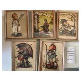 Vintage M.I. Hummel Style Framed Art Prints (Lot of 5)