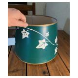 Green & Gold Lamp Shade W White Ivy Leaf Pattern Lot of 10