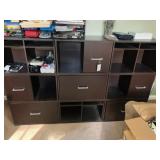 3 Section Brown Modular 6 Drawer Wooden Cube Cubby Storage Unit (CUBBY ONLY)