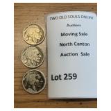 1936 Buffalo Nickel D Mark Mint Denver  & 2 Buffalo Nickels (No Dates)