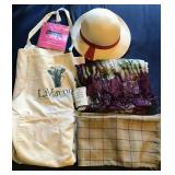 1950s Wool Ladys Hat Made in France, Scarves, Apron, Hosiery Lot