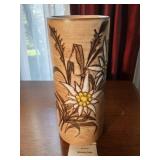 1970s Handmade Vallauris Vase W:Edelweiss Flowers By Jacques Fonck & Jean Mate?o 
