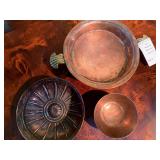 Antique Hand Hammered Turkish Copper Basin & Bowl Set of 3