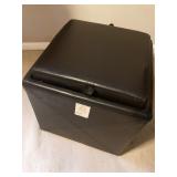 Black Faux Leather Storage Ottoman 