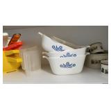 Blue Cornflower Corning Ware Casserole Dishes, Strainers, Colanders