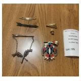 Bolo Tie Slide & Pins, Tie Bar W:Revolver Charms, Zuni-style Thunderbird Pin