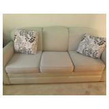 Craftmaster Furniture Light Sage Toned Upholstered Sofa:Couch (W:Throw Pillows)