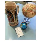 Ein Lustig Lied Beer Stein from West Germany, MOVA Globe in Antique Yellow