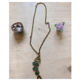 Fish Lariat Pendant Necklace Q Turquoise-Colored Stones