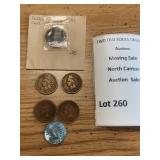 Indian Head Pennies 1864, 1893, 1896, 2 From 1906, 1 From 1907