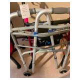 Invacare Folding Medical Walker, Bed Rail, Red Rollator Walker W:Padded Seat