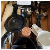 Kitchen Drawer Cleanout - Measuring Cups, Rolling Pin, Stainless Steel Molds 