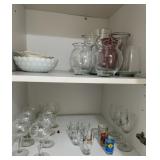 Lenox Symphony Pattern Centerpiece Bowl, Souvenir Shot Glasses, Wine Glasses