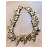 Lisner-Like Gold Tone Cascading Leaf Choker Necklace 