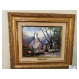 Morning Glory Cottage Thomas Kinkade Wall Art In Ornate Gold Tone Frame