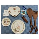 Royal Albert Mothers Day Plate, Wood Fork & Spoon Decor, Laughing Buddha