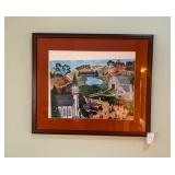Serio-Lithograph Framed Rural Folk Art Print Sunday Mass By Deneille Spohn Moes
