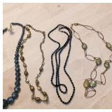 Silpada Style Link Necklace, Black French Jet Beaded Necklace
