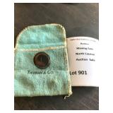 Tiffany Co Sterling Silver  L  Monogramed Lapel Pin W Felt Jewelry Pouch