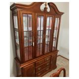 Traditional Two-Piece Lighted China Cabinet W:Glass Front Display Doors
