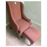 Trend Line Furniture Wingback Chair W  Queen Anne Style Cabriole Legs & Ottoman