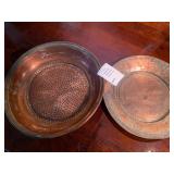 Turkish Hand-Hammered Copper Colander & Plate Set