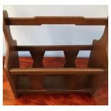 Wooden Magazine Rack W Handle & Decorative Cutouts