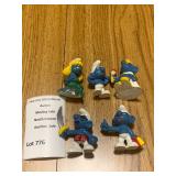 Schleich Peyo Sporty Smurf Figurines Lot of 5 Made In West Germany:Hong Kong