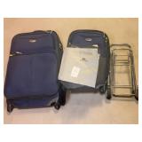 Blass Blue Soft-Shell Wheeled Suitcase Set & Rolling Luggage Dolly & More