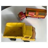 Pressed Steel Mighty Tonka Dump Truck & Coca-Cola Semi-Trailer Truck