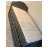 IKEA HAUGSVA?R Upholstered Single Bed Frame In Light Gray W Mattress