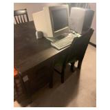 Dark Wood  His & Hers  Two-Sided Desk Workstation W Drawers (DESK ONLY)