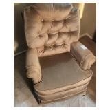 Vintage Tufted Brown Corduroy Swivel Rocking Chair