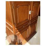 Vintage Wooden Entertainment Center Hutch W Cabinet Storage