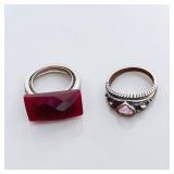 Avon Sterling Silver Ring W Pink Heart Shaped Cubic Zirconia Stone