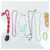Beaded Faux Pearl Necklace Lot - Lavender Twisted Rope Necklace, Art Deco Style