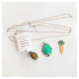 Green Agate Cabochon Stone Pendant, Vintage Girl Scout Bookmark (3)