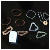 Metal Bracelet Lot - Copper Curb Chain ID Bracelet, Chunky State Bracelet