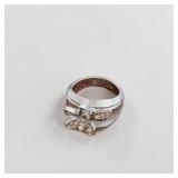 Park Lane Silver Tone Butterfly Ring W Brushed Finish Band & Crystal Accents