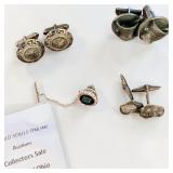 Pharmacist Mortar & Pestle Cufflinks, Greek Meander Coin Cufflinks
