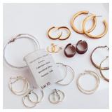 Silver Toned Pierced Hoop Earring Lot (Various Sizes, Textures & Styles)