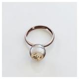 Sterling Silver Ring Round Orb-Shaped Ring W:Unique Geometric Design