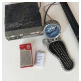 Soundesign Model 1130 Pocket AM Radio, 1960s Pontiac Manifold Vacuum Gauge (1)