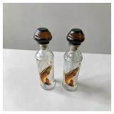 1968 Cabin Still Sportsmans Collection Trout Glass Decanters W Brown Stoppers