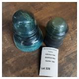 Hemingray Glass Blue-Green Aqua Glass Insulators #40 & #42
