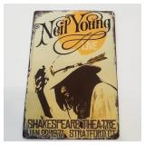 Neil Young Metal Plaque Sign 1971 Concert at Shakespeare Theatre in Connecticut 