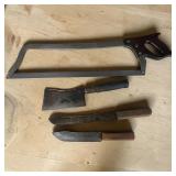 Antique Butcher Tools - Saw, Meat Clever, Butcher Knives
