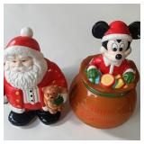 Disney Mickey Mouse Santa Claus Ceramic Cookie Jar