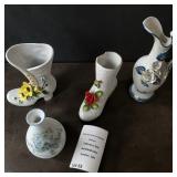 Noritake Bud Vase, Royal Crown Porcelain Boot Vase, Hobnail Boot Figurine